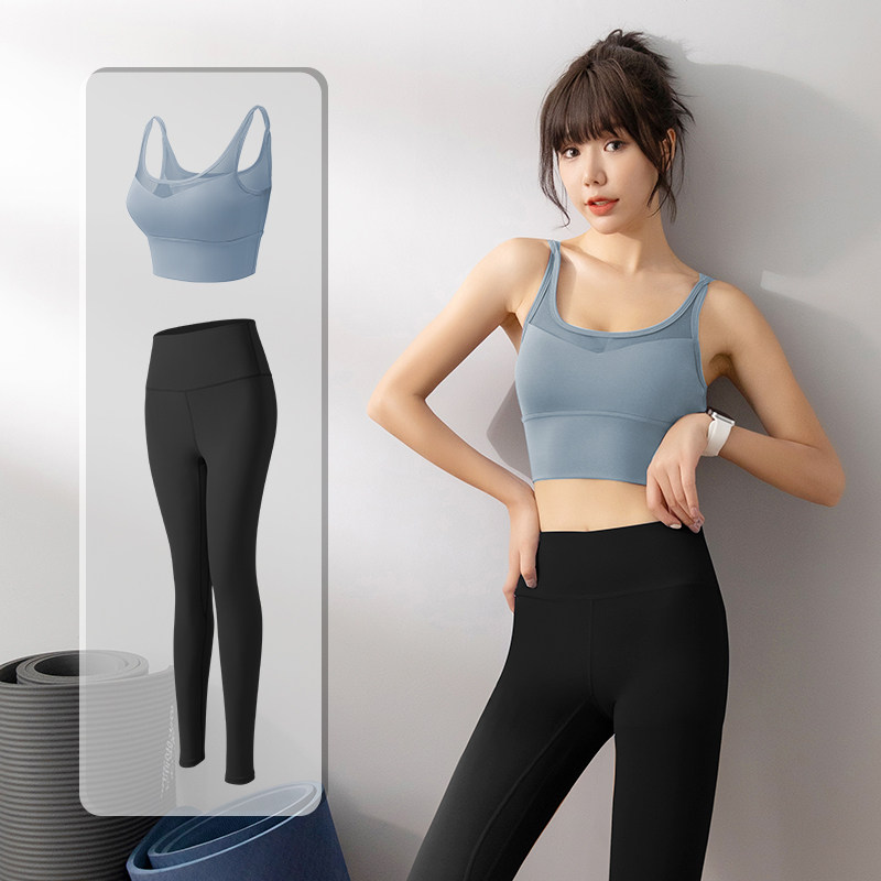 Sports suit female gym running speed dry clothes morning run web celebrity professional fashion high-end yoga wear summer spring autumn