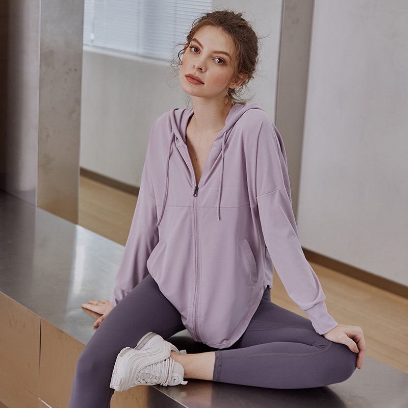 Sports jacket women's quick-drying loose top zipper thin cardigan running suit yoga long-sleeved fitness suit summer