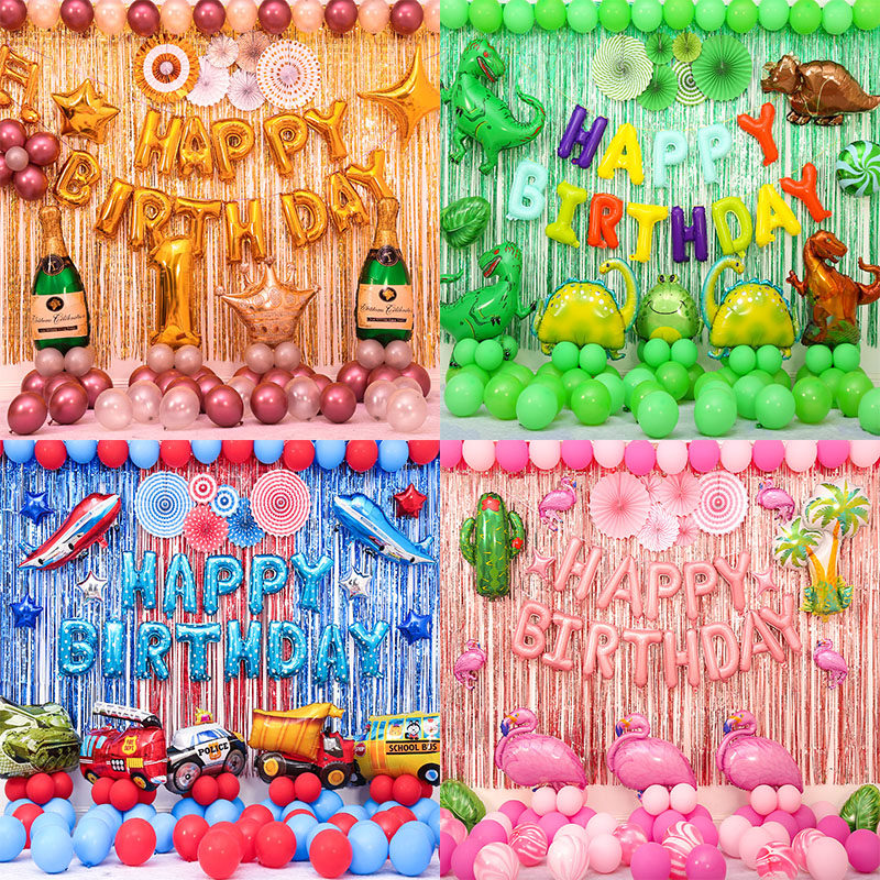 Baby birthday scene decoration Children's full moon 100 days banquet background wall decoration Boy balloon supplies