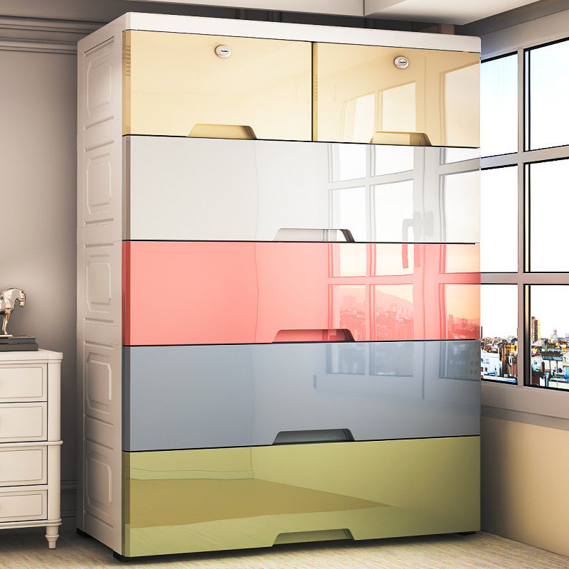 Multilayer drawer-type plastic storage cabinet Home Wardrobe Children Wardrobe Toys Finishing Boxes Baby Lockers