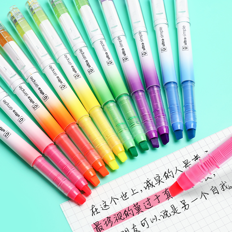 Morning light straight liquid style fluorescent pen Taste Pressing Colored Fluorescent Marker Pen Shake the same student with a light color Department Key notes Macaragoncolor Set of notes Pen Candy Color Refresher