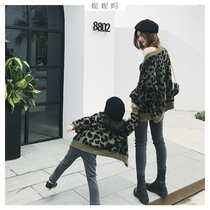 Nini mother new parent-child Mank velvet BAO WEN thick sweater knitted cardigan mother and child Women