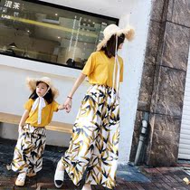 Nini mother parent-child dress orange ins classic foreign solid color short sleeve T-shirt mother and child loose top