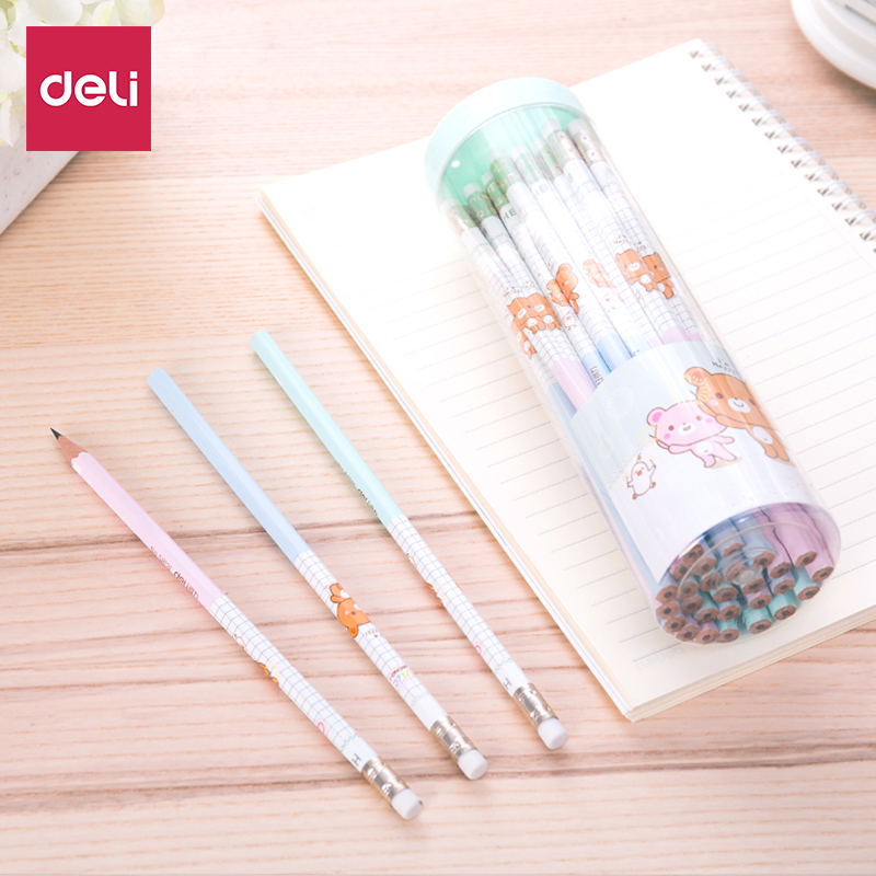 30 mounted right-hand pencils HB 2B with rubber head pencil student children writing painting examination Hexagonal rod Cartoon Pencil Student Stationery-Taobao