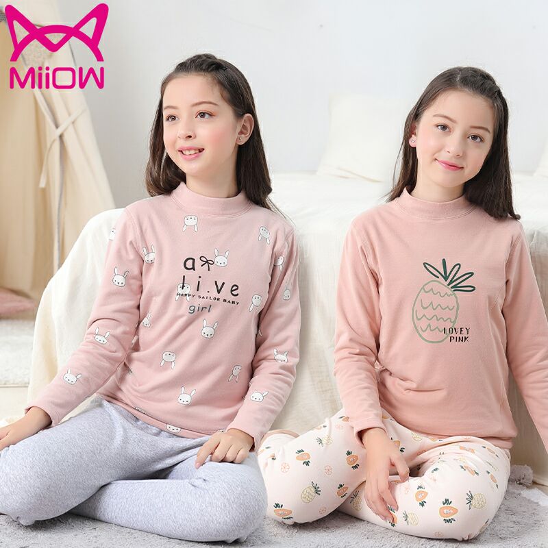 Cat People Children Plus Velvet Fever Coat Girl Gold Suede Warts Chia Sweatpants Sanitary Pants Big Boy Suit Boy Autumn Winter