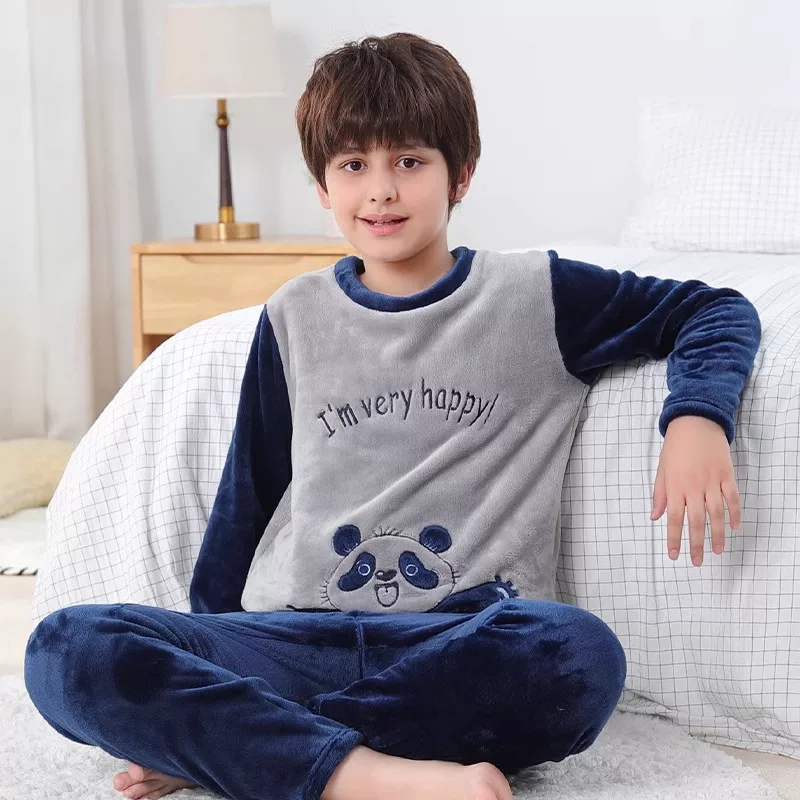 Фланелевые детские коралловые велюровые демисезонные пижамы для мальчиков, для подростков