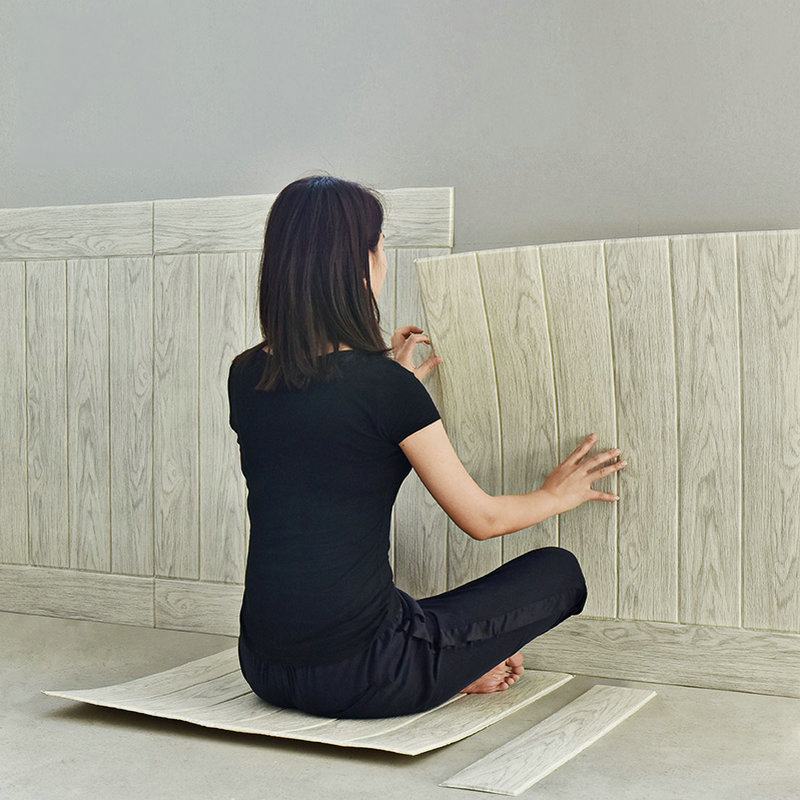 3D stereo wall foam simulation wooden wooden panel decoration sticker TV background wall waterproof self - stick wall paper