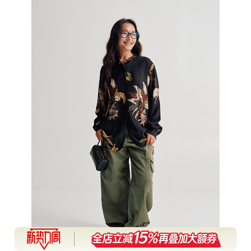 Shen Qiuqiu La Calla Lm Linen Lyocell Black Floral Print Shirt Oy-Ai9259 Shen Qiuqiu La Calla Lm Linen Lyocell Black Floral Print Shirt Oy-Ai9259