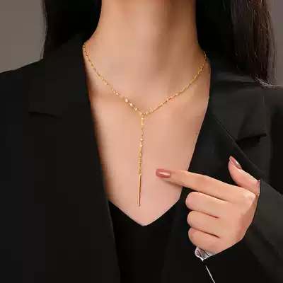 Chow Tai Fook Huanmei Titanium Steel Necklace Female ins gentle simple niche light luxury fairy 18K gold choker 2021