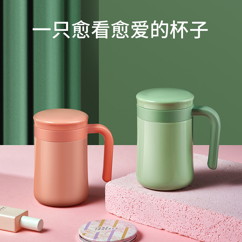 ECOTEK office thermos cup men's and women's portable coffee cup 316 stainless steel mug handle tea cup