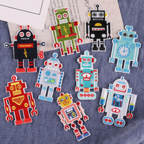 Cartoon robot styling embroidery Zhang Tsai clothes shoes and hats decoration repair hole patch hand account book Joker cloth paste