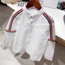 Wellspring Home Children pure cotton Oxford spun long sleeves shirt male and female children webbing white slapped bottom shirt blouses