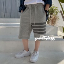 Spring mothers home baby boy baby white T-shirt boy girl TB color textured sports shorts