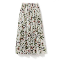 Flower print high waist slim elastic waist pleated big skirt summer 2021 new a character floral fishtail skirt