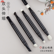 New product double-headed eye shadow portable retractable makeup brush black wool animal hair Cangzhou Qingxian pure white makeup brush
