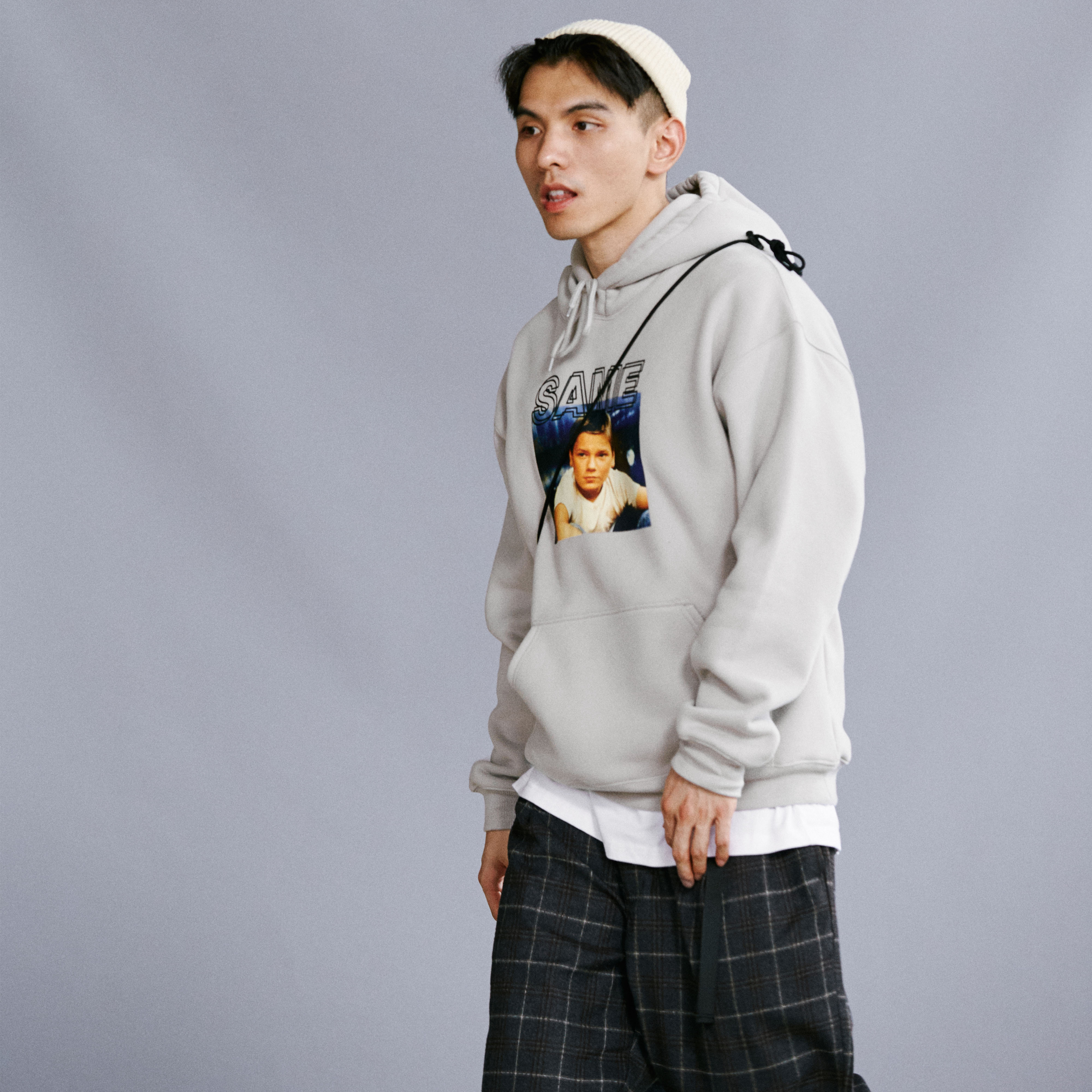 SAMESAME19AW Autumn street digital printing hooded cashmere sweater male original national tide brand hip hop BF style