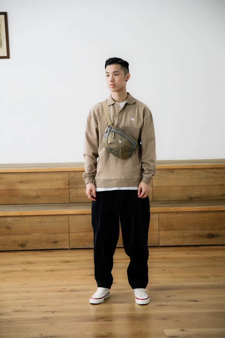 TBALLER 18AW POLO Drop Shoulder Loose Long POLO Cotton Texture áo cotton nam