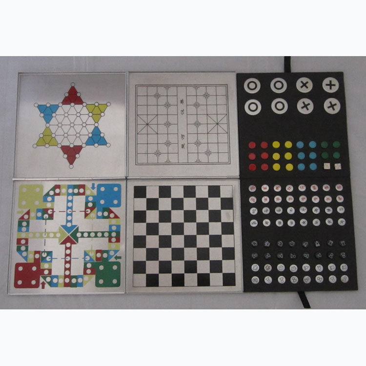 Metal aluminum six-in-one puzzle game chess magnetic chess checkers flying chess chess