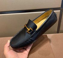 European station metal buckle high-end beanie mens shoes genuine leather slip-on casual versatile leather shoes trendy brand lazy driving shoes