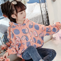 Girls sweatshirt 2022 new spring dress thin section Korean version CUHK child children even cap ocean gas net red blouses