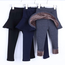Girls new gush thickened beating underpants skirt autumn winter long pants children winter break two female babies outside wearing pants