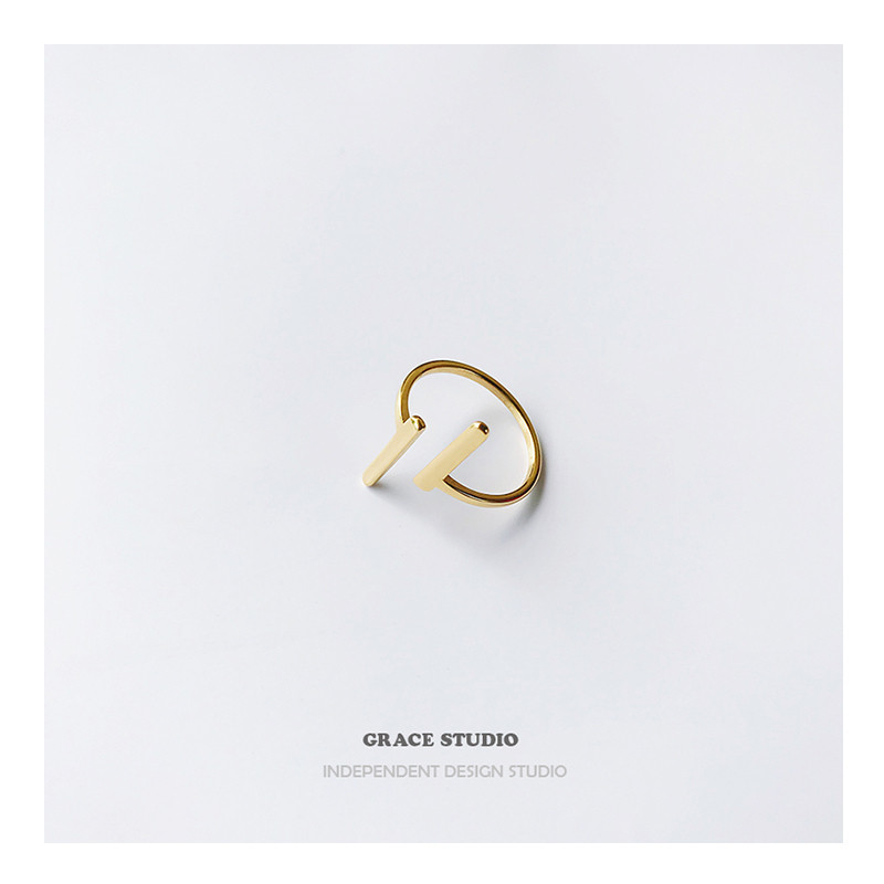 G S Parallel Designer Ring Niche Minimalist Geometric Lines T-Shaped Open Ring