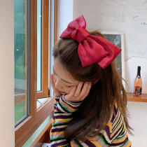 Big bow headdress hairclip back head black satin head rope summer versatile ponytail spring clip jk hairpin female