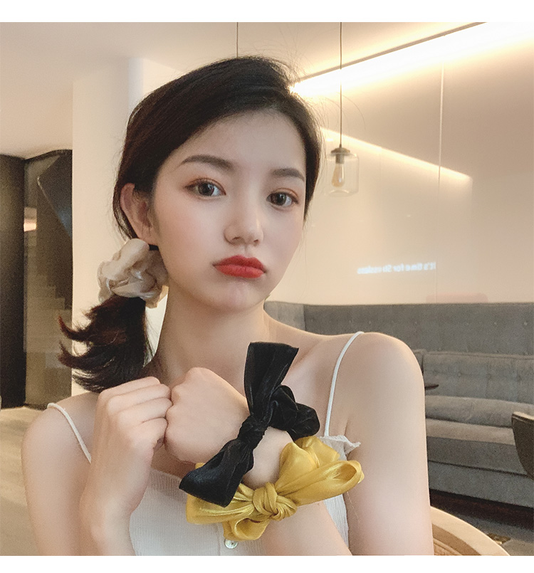 Ins net cao su màu đỏ ban nhạc dây tóc mũ khí chất chic đầu dây đeo tay hai cách sử dụng nhẹ nhàng nơ tóc vòng - Phụ kiện tóc cột tóc cho bé gái