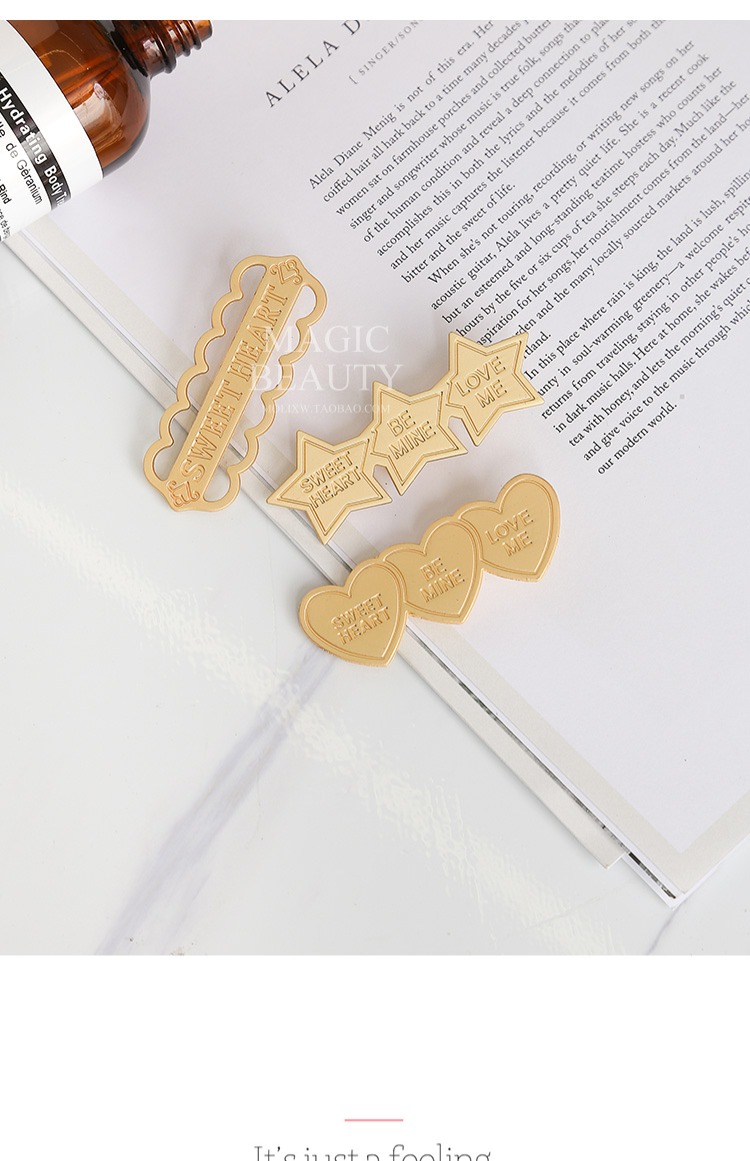 Nhật Bản ins kim loại kẹp tóc cô gái mát mẻ tình yêu clip bangs clip cá tính ngôi sao tóc đỏ thẻ mũ - Phụ kiện tóc kẹp tóc ngọc trai