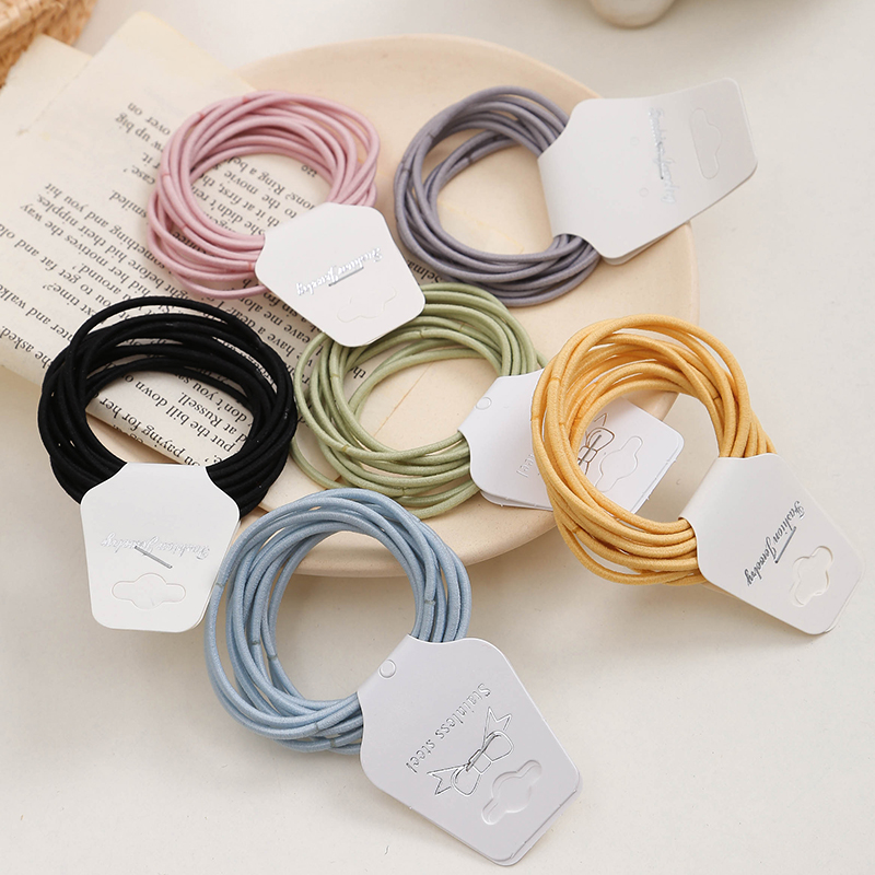 10-pack candy color basic rubber band female tie head Korean version of the wild elastic hair ring Simple and durable head rope hair rope