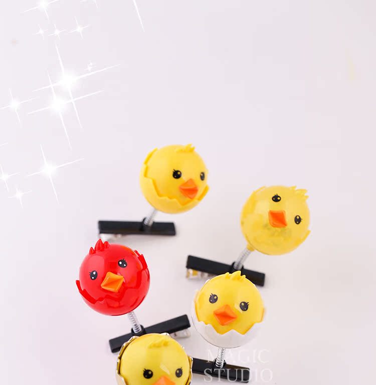 Bán dễ thương tạo tác dễ thương kẹp tóc chick top clip đèn pha sáng phụ kiện tóc sáng bóng màu vàng gà trẻ em kẹp tóc