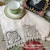 Heavy industry drawing embroidery 6001 Great Wall edge beige linen square towel napkin foreign trade old stock