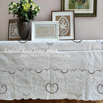 Low-key gorgeous and complicated embroidery white cotton linen full hand embroidered tablecloth tablecloth foreign guests gift