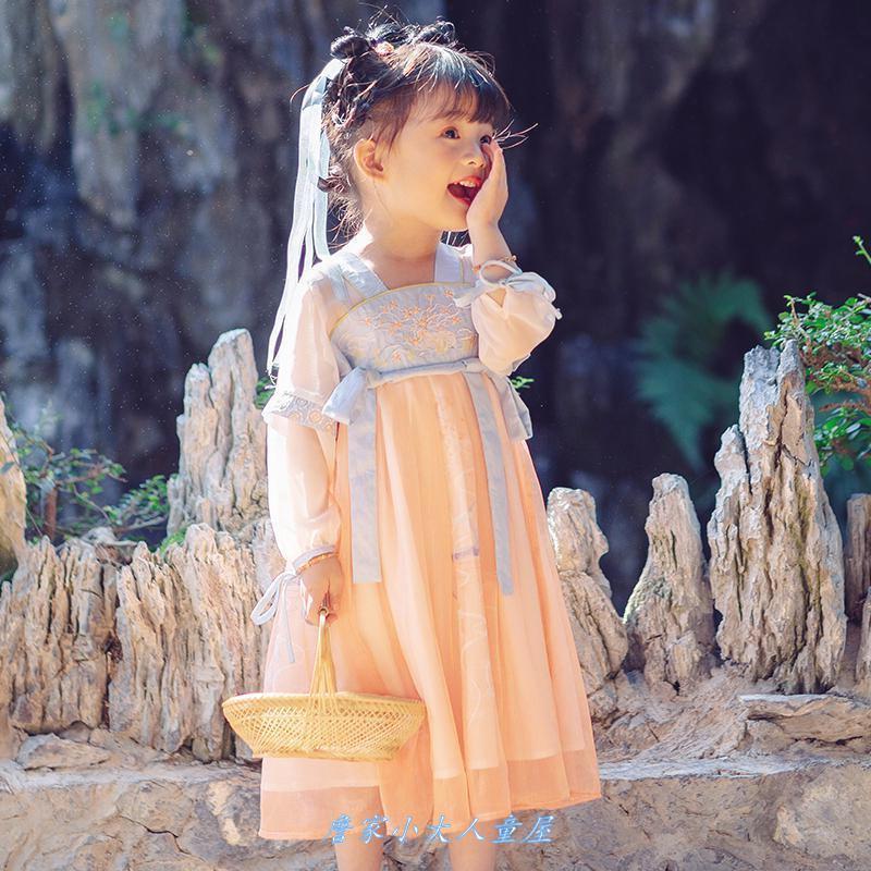 Retro style girl dress dress dress summer dress children Chinese style old girl super fairy dress