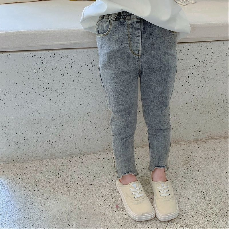 Girl Sashimi Pants Spring Autumn Children Clothing 2021 Autumn Clothing New Children Smoke Pipe Pants Elastic Baby Casual Pants Tide