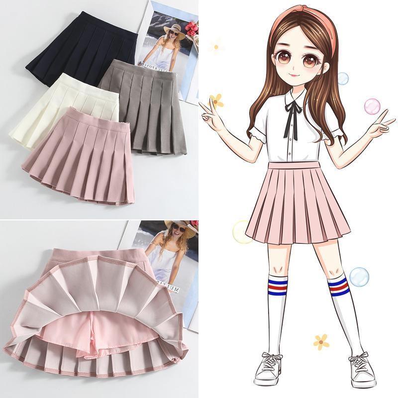 CUHK Tong Plexu Skirt Half Body Dress New Girl Child Pure Color Performance Short Dress Spring Summer Baby Polo Skirt Tide