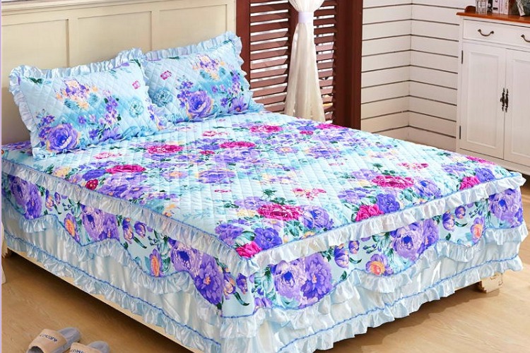 Giường bông váy giường bao gồm bông bông giường bìa xù quilt cover dày bông duy nhất mảnh bông không trượt 1.8m 2.0m