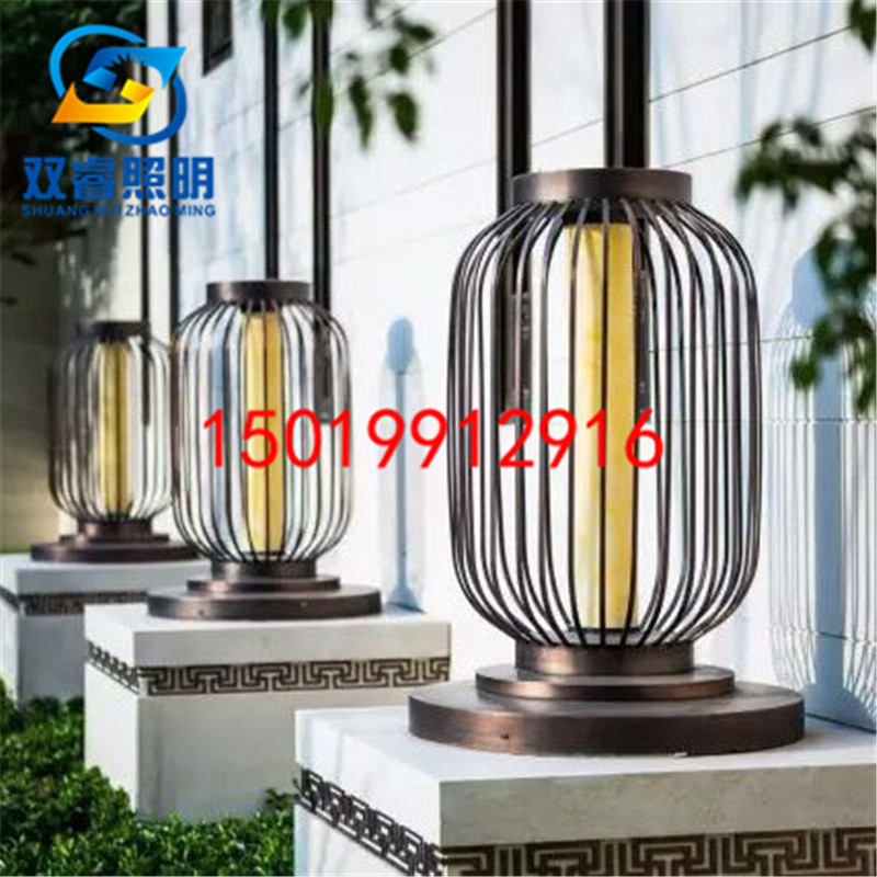 Bird cage column head lamp imitation cloud stone grass terrace lamp Chinese style courtyard floor lamp pool column suction top light characteristic column view lamp