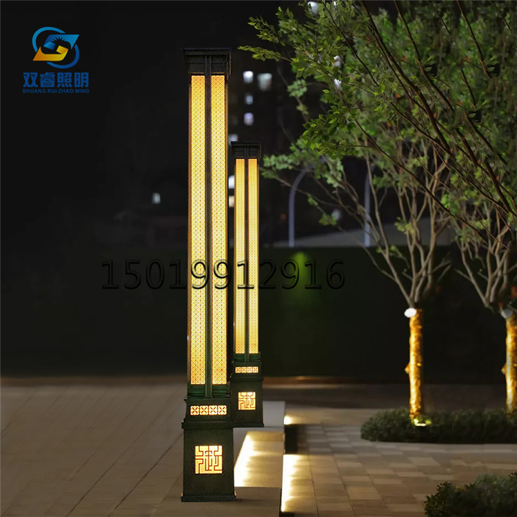 Real estate View lamp Stainless Steel Copper Plated Drop column lamp Carved Flowers Villa Streetlamp Boilerplate Front Yard lamp set to be made