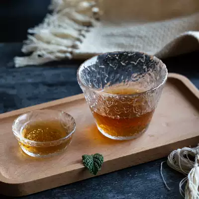 Early snow thickened glass Transparent heat-resistant hammer mesh teacup Tea cup Japanese handmade drinking cup set