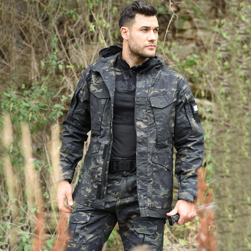Dark Night Black python camouflan suit men's M65 Tactical wind clothing Three sets of spring and autumn season jacket Instructor training