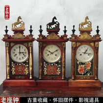 Old horse head clock nostalgic old objects ornaments Republic of China old goods antique antique antique collection old things vertical watch