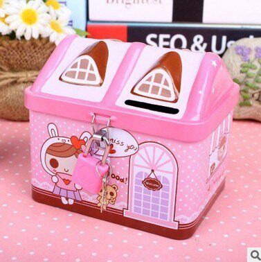 Piggy bank children's anti-fall girl princess powder creative cute mini Korean version password box primary school birthday gift
