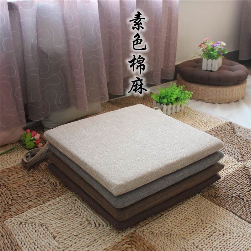 Day-style linen removable washchair cushion tatami cushion office seat cushion pure color thickened dining chair upholstered