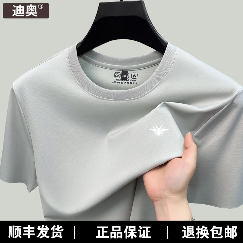 Official Genuine Dior Silk Short-Sleeved T-Shirt for Men, New Summer Style, Cool and Seamless, High-End Round-Neck Casual T-Shirt