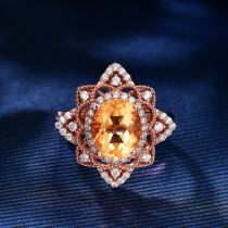 Mu Huang jewelry shop natural yellow crystal s925 sterling silver inlaid yellow gemstone eight Awn star ring live mouth