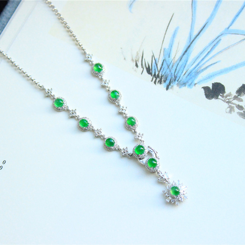 Muhuang Jewelry A shop natural A goods Myanmar jade s925 sterling silver inlaid pendant jewelry Ring bracelet