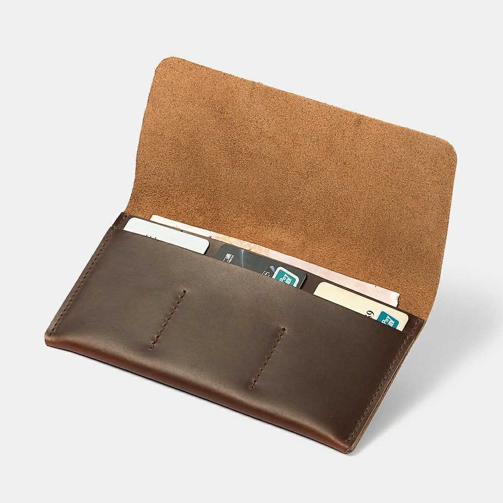 No name handmade bag Crazy Horse leather long wallet women's thin clutch bag men's small clutch bag new personality trend