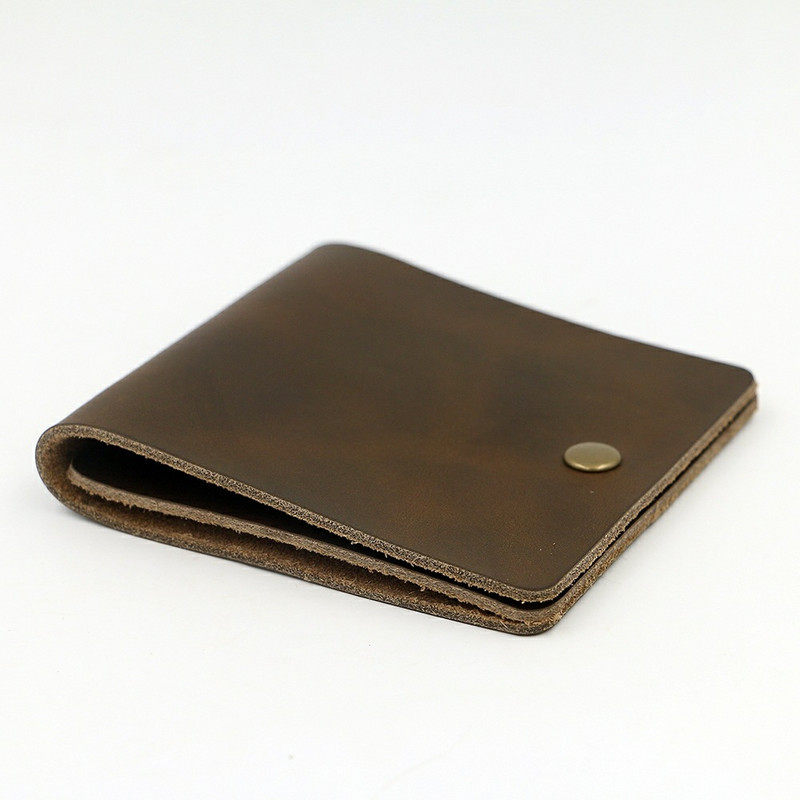 No name handmade bag original design handmade two-layer crazy horse leather wallet simple thin section horizontal wallet universal