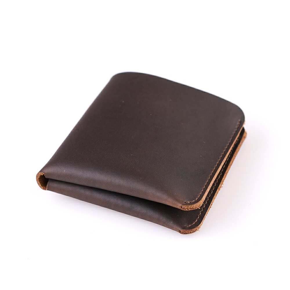 No name handmade crazy horse leather handmade wallet short men's leather wallet simple female student wallet original trendy